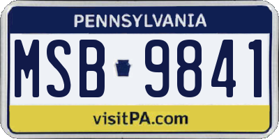 PA license plate MSB9841