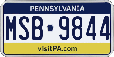 PA license plate MSB9844