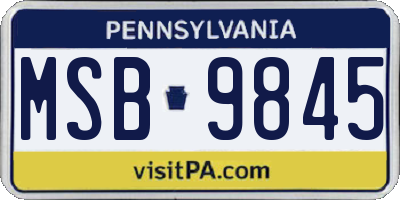 PA license plate MSB9845