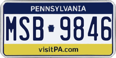 PA license plate MSB9846