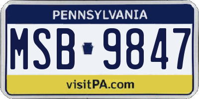 PA license plate MSB9847