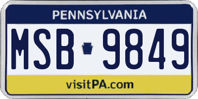 PA license plate MSB9849
