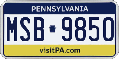 PA license plate MSB9850