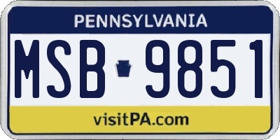 PA license plate MSB9851