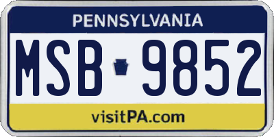 PA license plate MSB9852