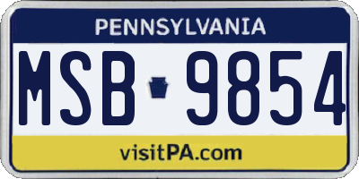 PA license plate MSB9854