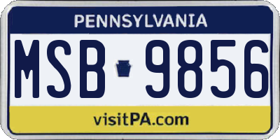 PA license plate MSB9856