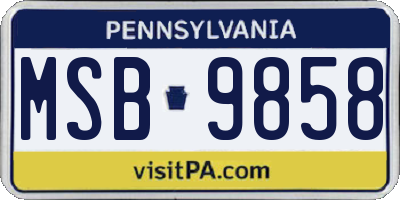 PA license plate MSB9858