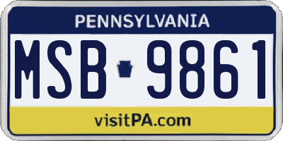 PA license plate MSB9861