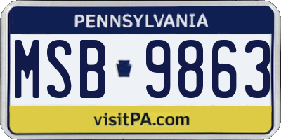 PA license plate MSB9863