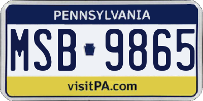 PA license plate MSB9865