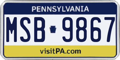 PA license plate MSB9867