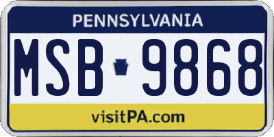 PA license plate MSB9868