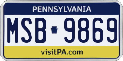 PA license plate MSB9869