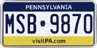 PA license plate MSB9870