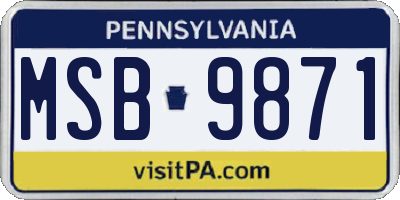PA license plate MSB9871