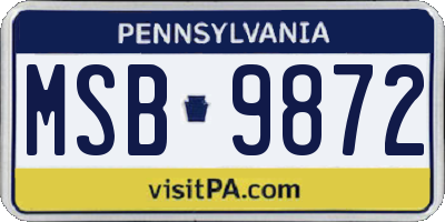 PA license plate MSB9872