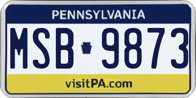 PA license plate MSB9873