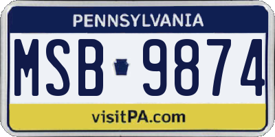 PA license plate MSB9874