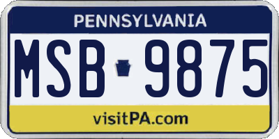 PA license plate MSB9875