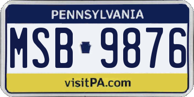 PA license plate MSB9876