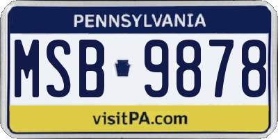 PA license plate MSB9878