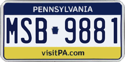 PA license plate MSB9881