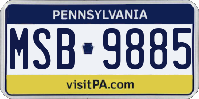 PA license plate MSB9885