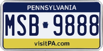 PA license plate MSB9888
