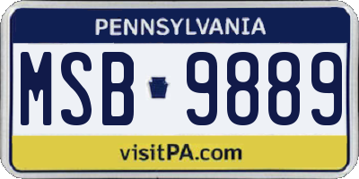 PA license plate MSB9889