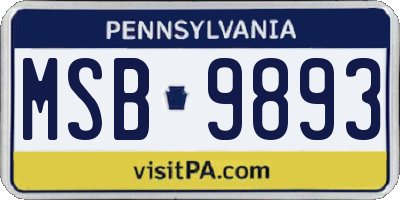 PA license plate MSB9893