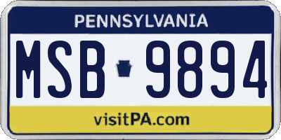 PA license plate MSB9894
