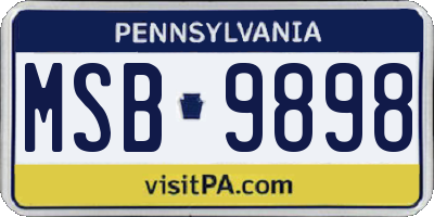 PA license plate MSB9898