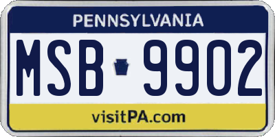 PA license plate MSB9902
