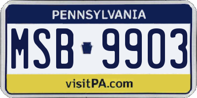 PA license plate MSB9903