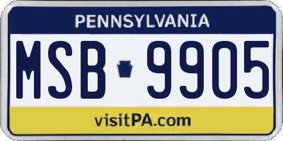 PA license plate MSB9905
