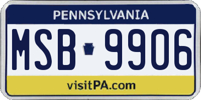 PA license plate MSB9906