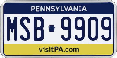 PA license plate MSB9909