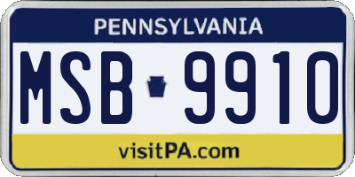 PA license plate MSB9910