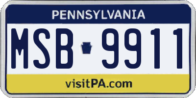 PA license plate MSB9911