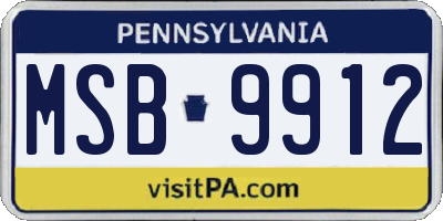 PA license plate MSB9912