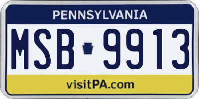 PA license plate MSB9913