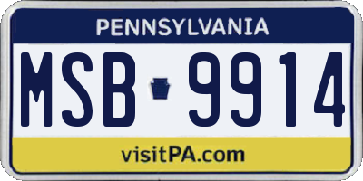 PA license plate MSB9914