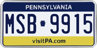 PA license plate MSB9915
