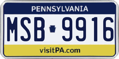 PA license plate MSB9916
