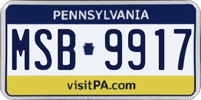 PA license plate MSB9917
