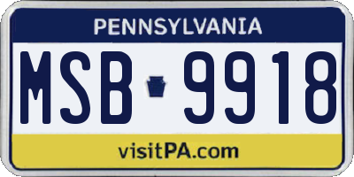 PA license plate MSB9918