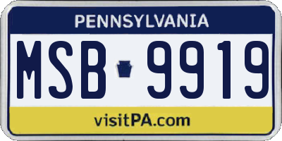 PA license plate MSB9919