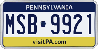 PA license plate MSB9921