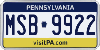 PA license plate MSB9922